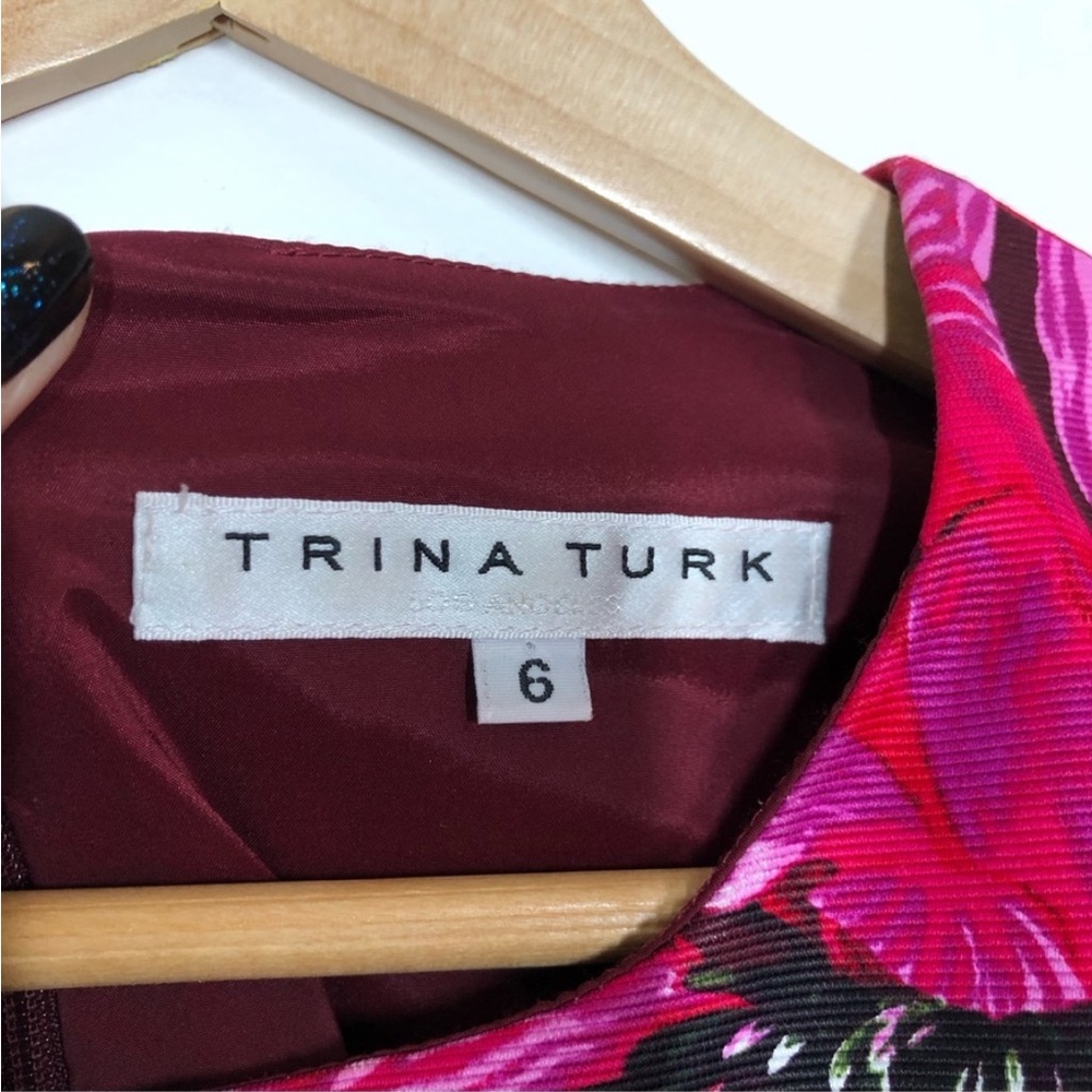 Trina Turk Magenta and Fuchsia Floral Splendid Dress Size 6 - Picture 3 of 6